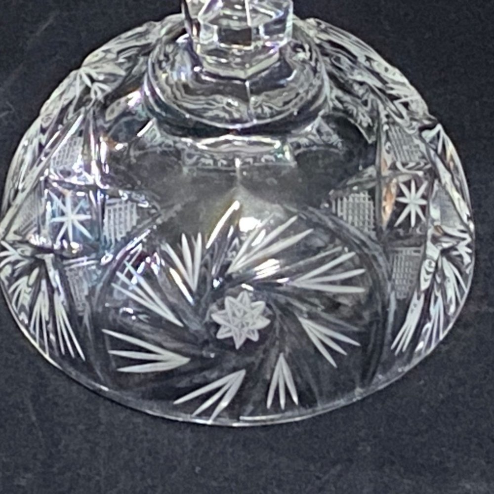 Eleanor American Cut Round Glass Cover Butter/Cheese Dish Pinwheel Fan Stars - Picture 10 of 11